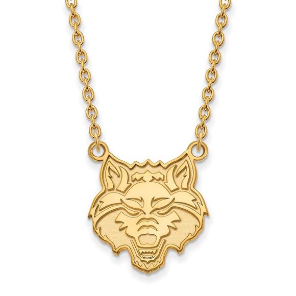 10k Yellow Gold Arkansas State Large Pendant Necklace